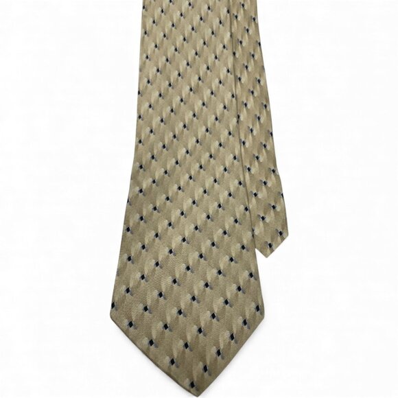 Bill Blass Silk Tie Geometric Warm Oat Tan Beige - Picture 1 of 6